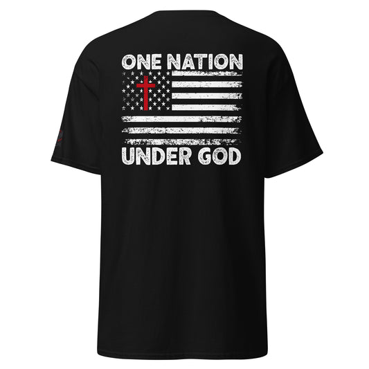 One Nation Under God Patriotic T-Shirt | Cotton-Poly Blend | American Flag Design