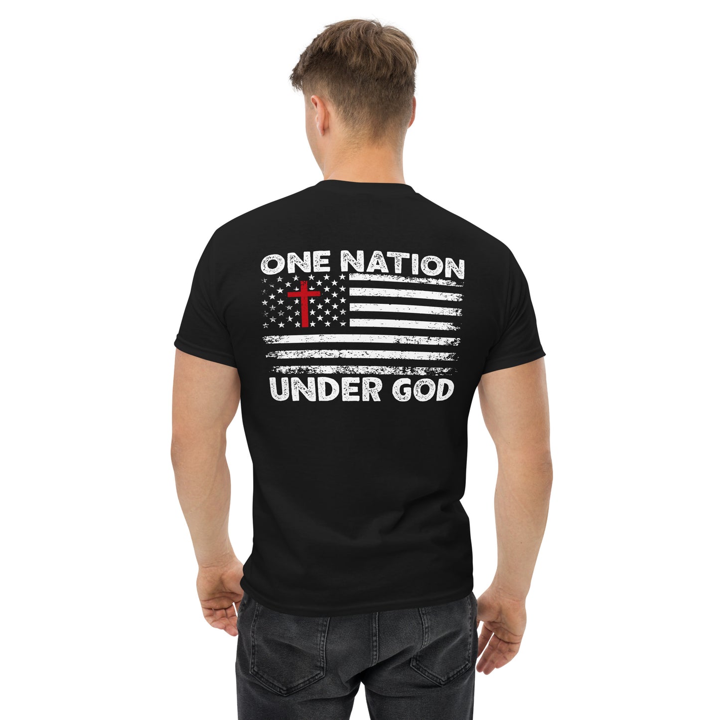 One Nation Under God Patriotic T-Shirt | Cotton-Poly Blend | American Flag Design