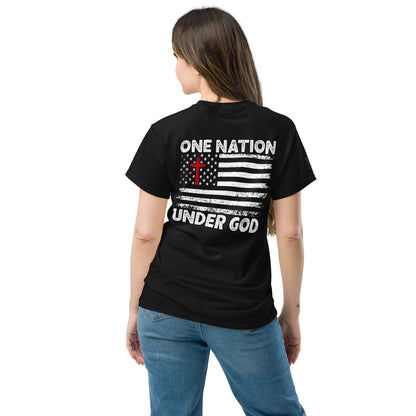 One Nation Under God Patriotic T-Shirt | Cotton-Poly Blend | American Flag Design