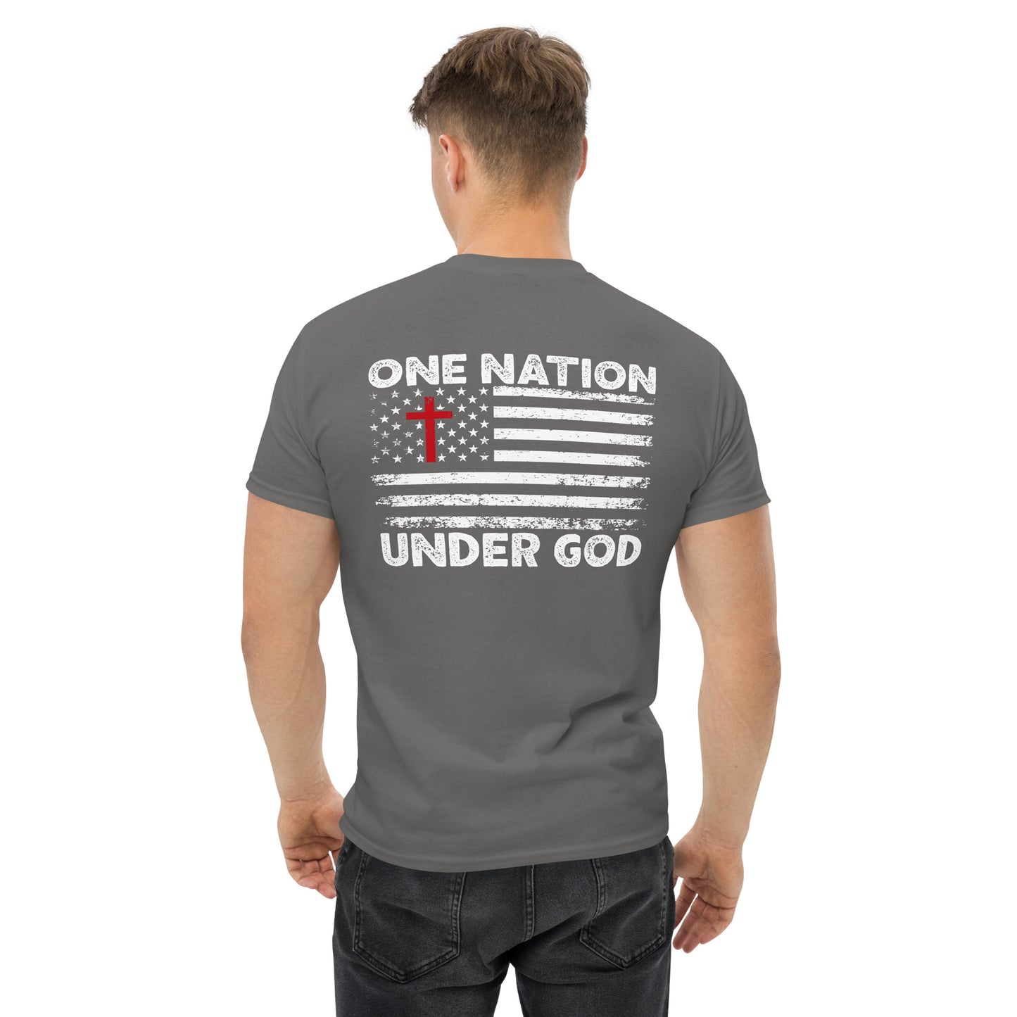 One Nation Under God Patriotic T-Shirt | Cotton-Poly Blend | American Flag Design