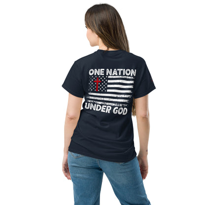 One Nation Under God Patriotic T-Shirt | Cotton-Poly Blend | American Flag Design