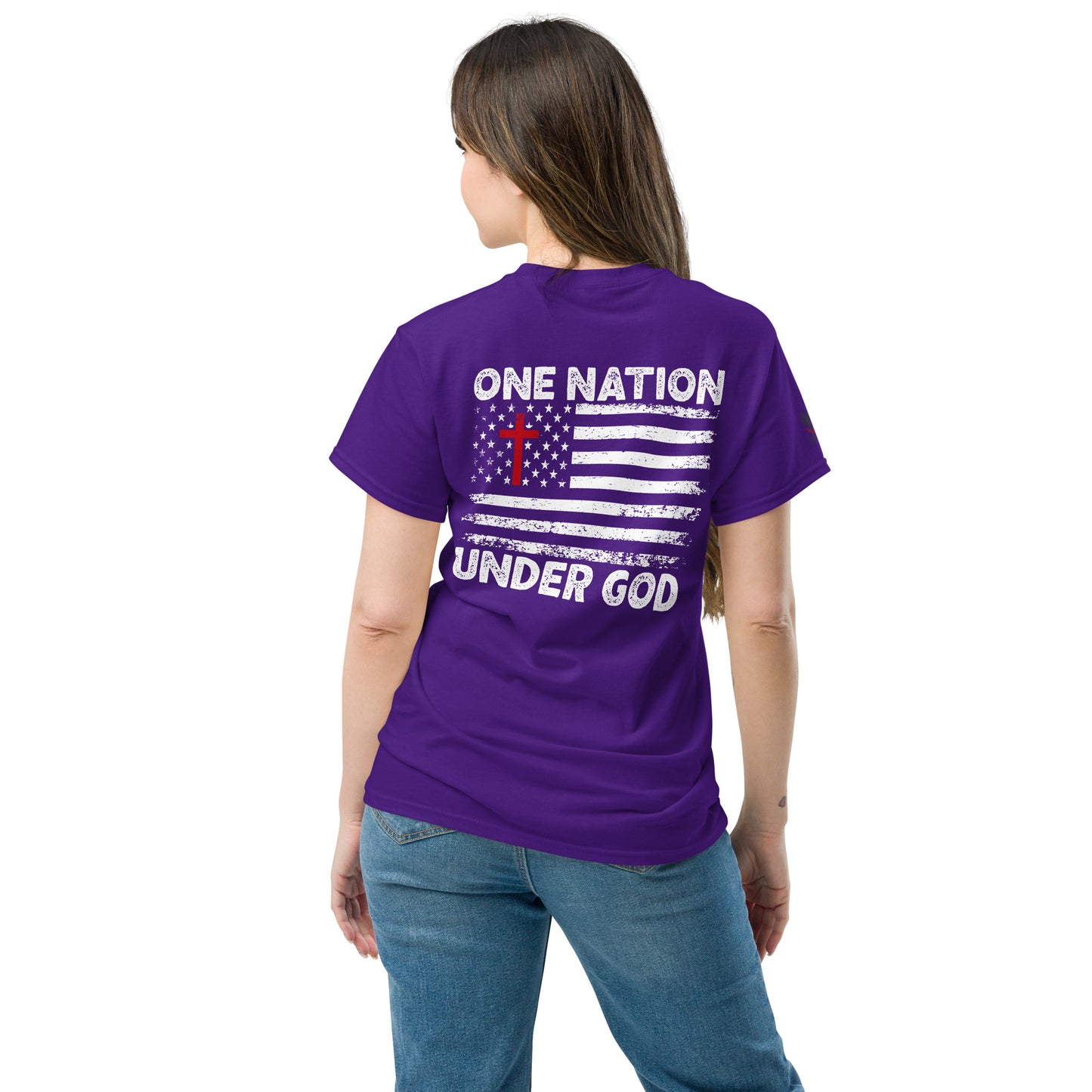 One Nation Under God Patriotic T-Shirt | Cotton-Poly Blend | American Flag Design