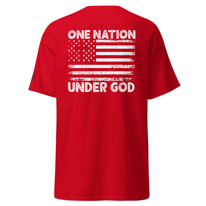 One Nation Under God Patriotic T-Shirt | Cotton-Poly Blend | American Flag Design